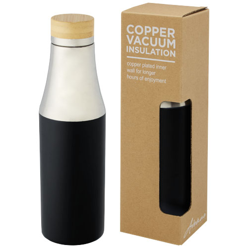 Bouteille Hulan de 540 ml en acier inoxydable avec cuivre et isolation par le vide avec couvercle en bambou