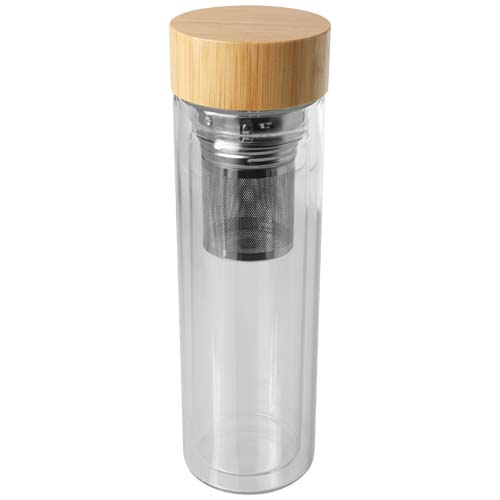 Bouteille à infusion Bailey en verre borosilicate de 400 ml avec couvercle en bambou
