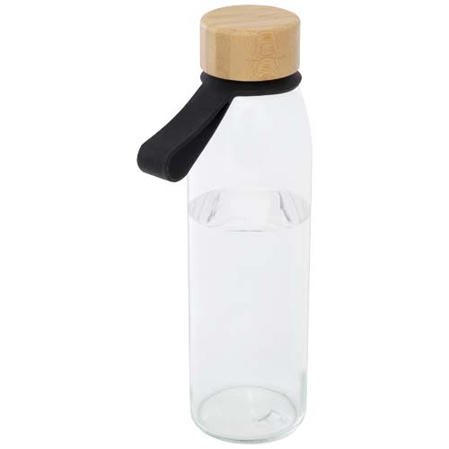 Bouteille d'eau en verre Porto de 500 ml avec poignée en silicone et couvercle en bambou