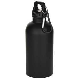 Bouteille d’eau Oregon de 400 ml à simple paroi avec finition MATE, en acier inoxydable recyclé certifié RCS avec mousqueton