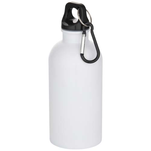 Bouteille d’eau Oregon de 400 ml en acier inoxydable recyclé à simple paroi certifié RCS avec mousqueton (impression par sublimation)