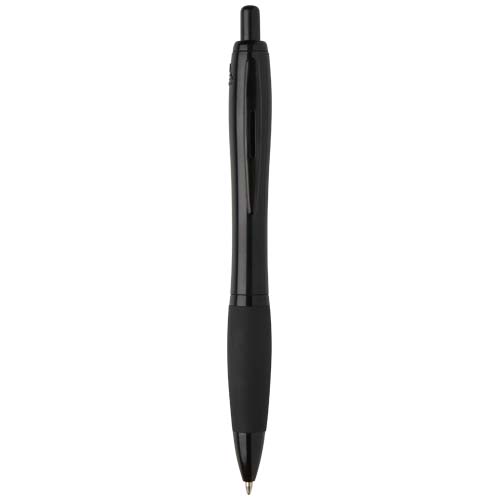 Stylo bille Nash en plastique recyclé avec garnitures noires (encre noire)