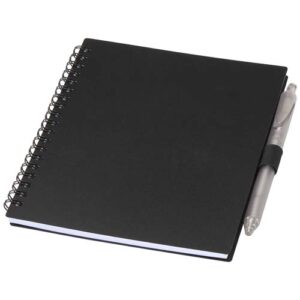 Ensemble carnet à couverture souple en plastique recyclé et stylo bille (encre bleue) Niove