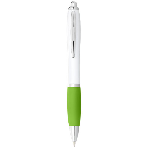 Stylo bille avec corps blanc et grip coloré Nash (encre noire)