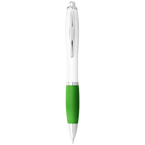 Stylo bille avec corps blanc et grip coloré Nash (encre bleue)