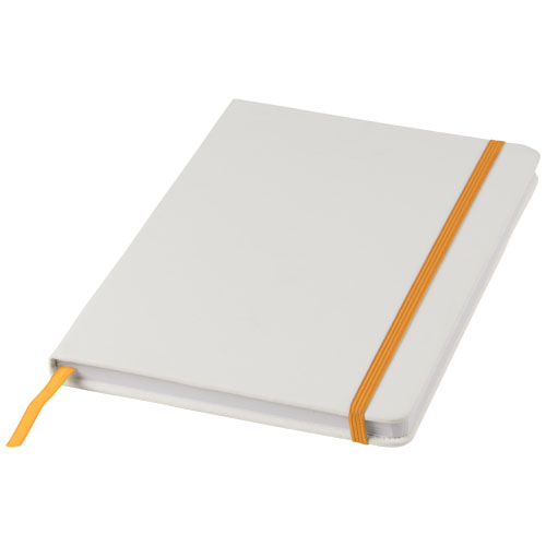 Carnet de notes blanc A5 Spectrum avec élastique de couleur