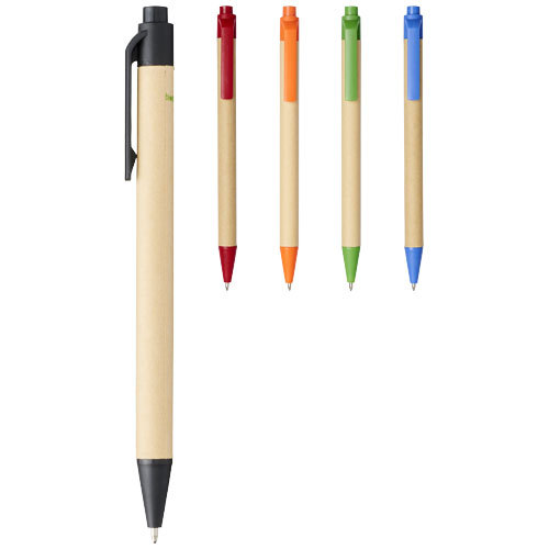 Stylo bille en carton recyclé et plastique de maïs Berk (encre noire)