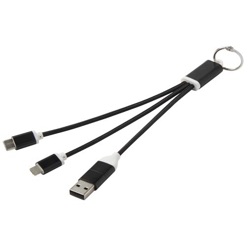 Câble de charge 4-en-1 Metal en aluminium recyclé avec porte-clés