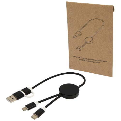 Câble 5 en 1 Alasia en aluminium et plastique recyclés de 30 cm pour la synchronisation des données et la charge rapide de 27 W