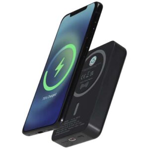 Batterie de secours Acrab magnétique sans fil de 10 000 mAh et 15 W avec PD de 20 W - fabriquée en plastique recyclé