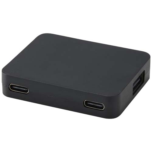 Hub USB 4 ports Gaia avec sortie USB-A et Type-C et double entrée - fabriqué en plastique recyclé