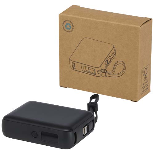 Batterie externe Acrux de 10 000 mAh et 35 W pour tablette avec câble Type-C intégré - fabriquée en plastique recyclé