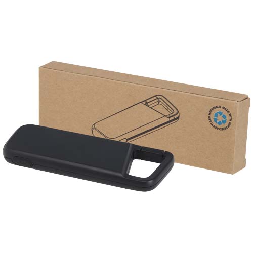 Batterie externe Alkes de 5 000 mAh et 12 W en plastique recyclé résistante à l’eau avec mousqueton