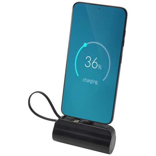 Batterie de secours Alnair Type-C de5 000 mAh et 10 W en plastique recyclé avec support de retournement intégré et câble 2 en 1