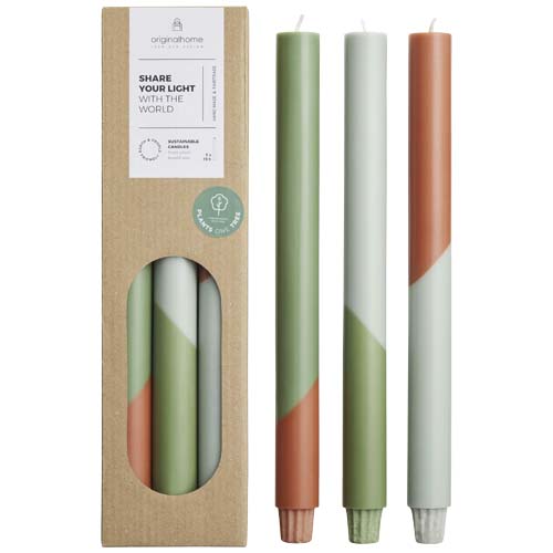 Bougies à rayures diagonales Originalhome Eden par lot de 3