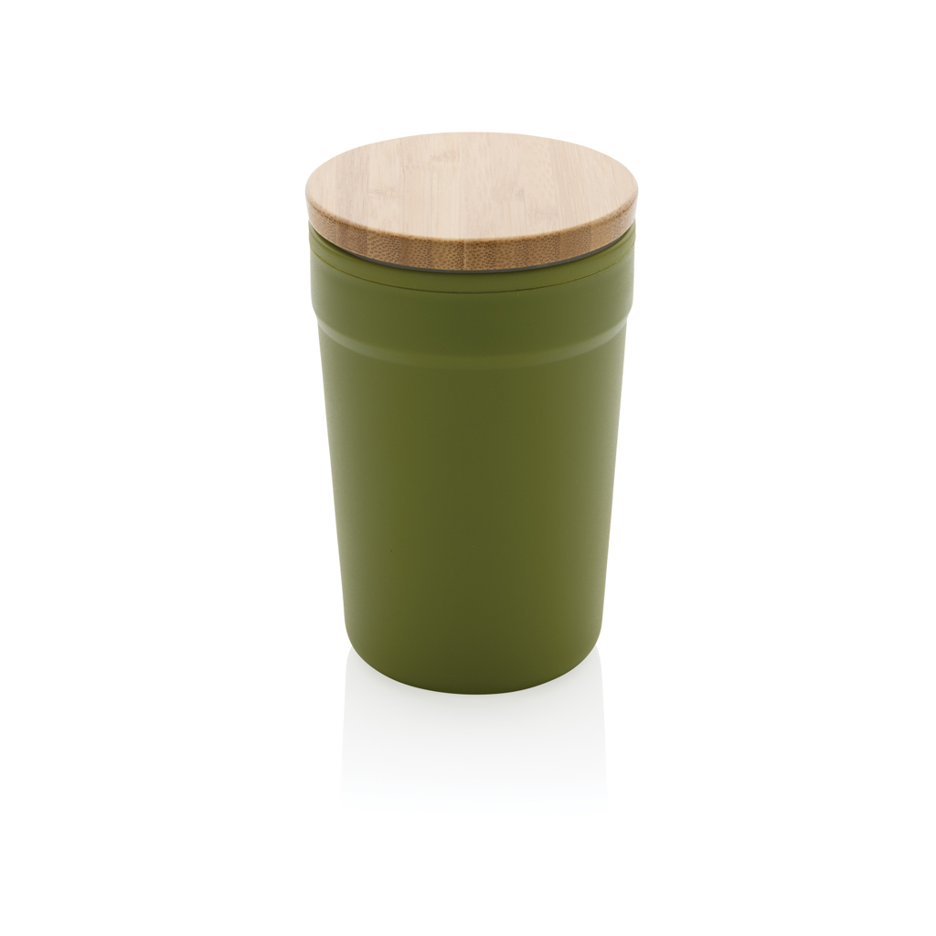 Mug 300ml en PP recyclé GRS avec couvercle en bambou