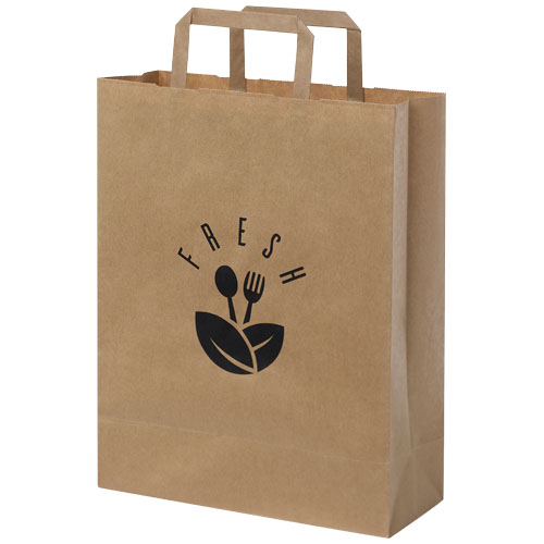 Sac en papier Kraft 80-90 g/m² avec poignées plates, 25 x 11 x 31 cm