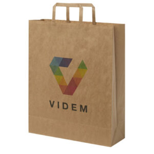 Sac en papier Kraft 80-90 g/m² avec poignées plates, 32 x 12 x 40 cm