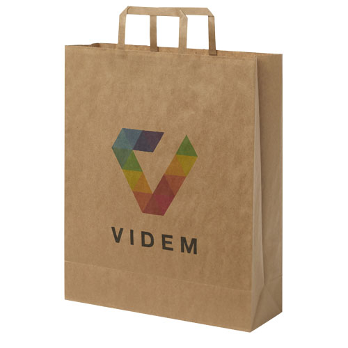 Sac en papier Kraft 80-90 g/m² avec poignées plates, 32 x 12 x 40 cm