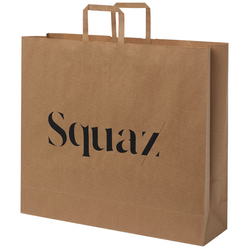 Sac en papier Kraft 90-100 g/m² avec poignées plates, 49,5 x 14 x 44 cm