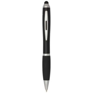 Stylo bille à stylet en plastique recyclé RCS avec corps coloré et grip noir (encre noire) Nash
