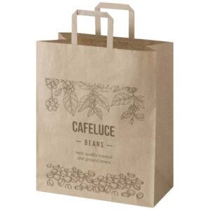 Sac en papier Kraft 80 à 90 g/m2 avec poignées plates 32 x 17 x 39 cm