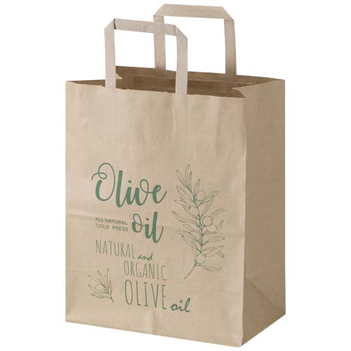 Sac en papier Kraft 80 g/m2 avec poignées plates 25 x 15 x 32 cm