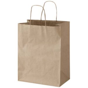 Sac en papier Kraft 80 à 90 g/m2 avec poignées torsadées 25 x 15 x 32 cm