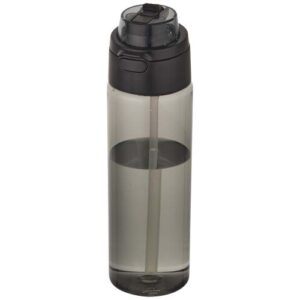Bouteille d'eau Theron de 700 ml en plastique recyclé RCS, avec bouchon double fonction et paille rabattable