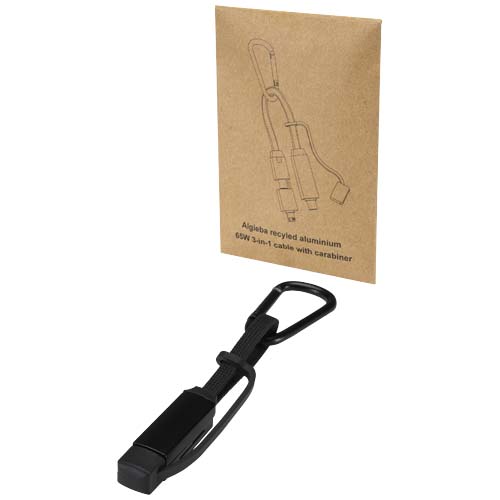 Câble de recharge Algieba 65 W 5-en-1 en aluminium recyclé avec mousqueton
