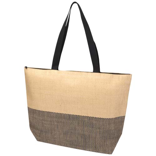 Grand sac fourre-tout en papier paille Rhythm avec fermeture à glissière, 21 L