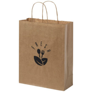Sac en papier Kraft 80 g/m² avec poignées torsadées, 25 x 11 x 32 cm