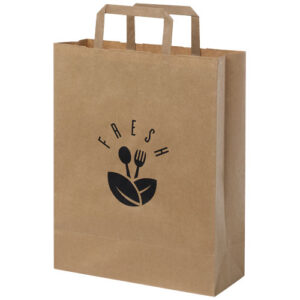 Sac en papier Kraft 80-90 g/m² avec poignées plates, 25 x 11 x 31 cm