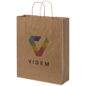 Sac en papier Kraft 80-90 g/m² avec poignées torsadées, 32 x 12 x 40 cm