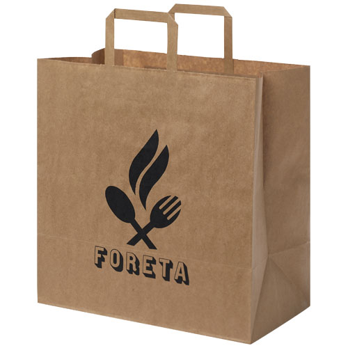 Sac en papier Kraft 80-90 g/m² avec poignées plates, 34 x 20 x 35 cm