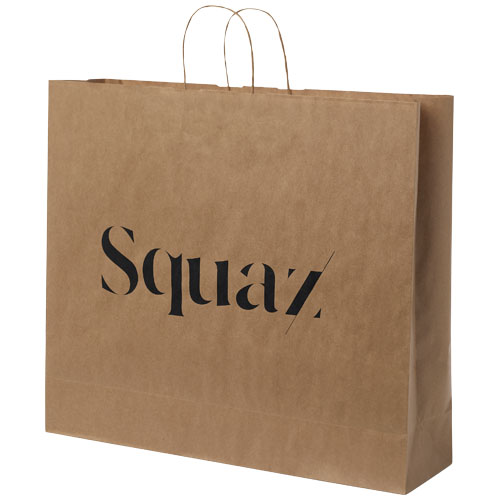 Sac en papier Kraft 90-100 g/m² avec poignées torsadées, 49,5 x 14 x 44 cm