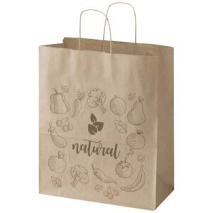 Sac en papier Kraft 80 à 90 g/m2 avec poignées torsadées 32 x 17 x 39 cm