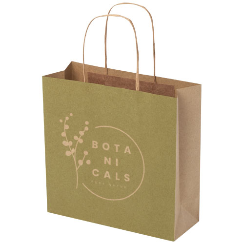 Sac en papier Kraft 120 g/m2avec poignées torsadées, 24 x 9 x 24 cm