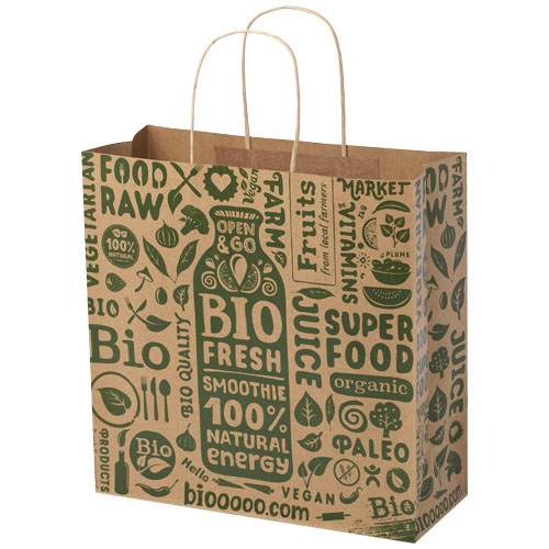 Sac en papier Kraft 120 g/m2avec poignées torsadées, 31 x 12 x 31 cm