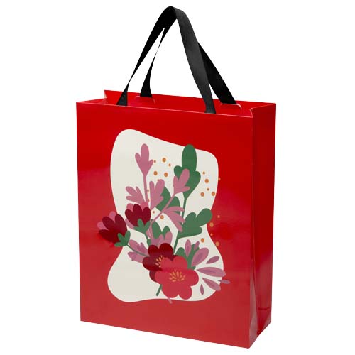 Sac en papier Smartfold 210 g/m² avec anses en ruban et pelliculage brillant - 31 x 12 x 39 cm
